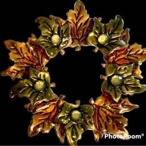 Monet fall autumn leaves brooch